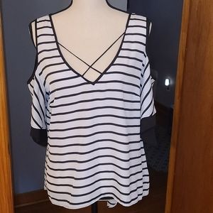 SALE! Bisou Bisou Cold Shoulder Blouse